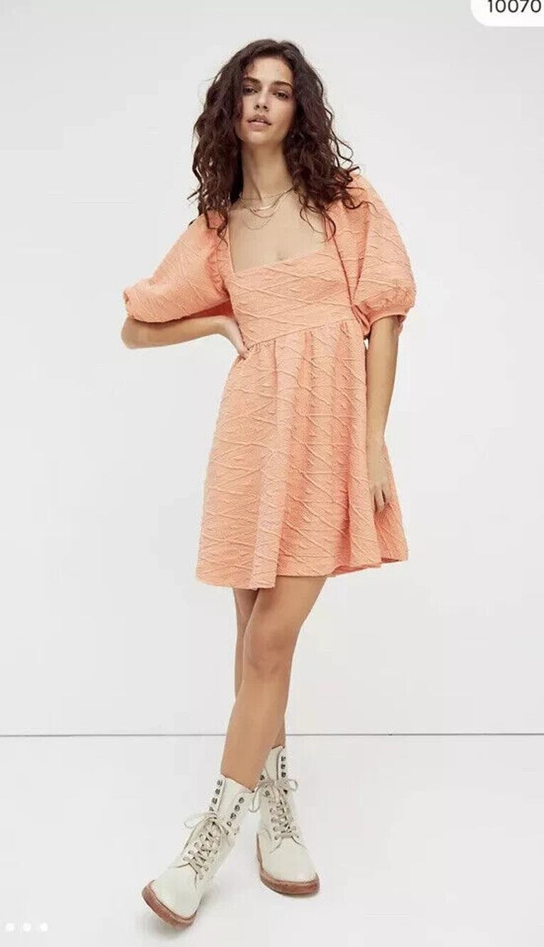 Free People Violet Cute Babydoll Tie Back Romantic Mini Dress Women's Small